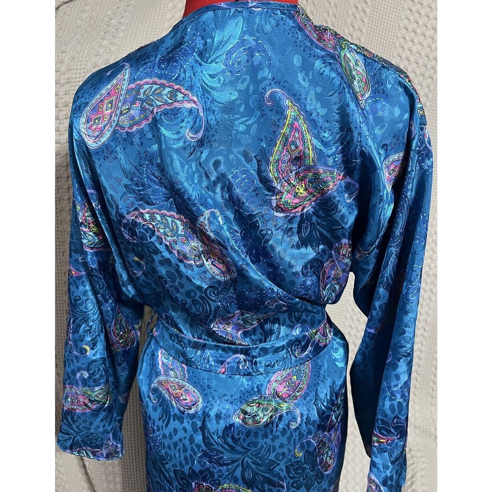 Vintage pajama set Inner Most Robe And Pant Blue Paisley Size Small - Picture 3 of 9